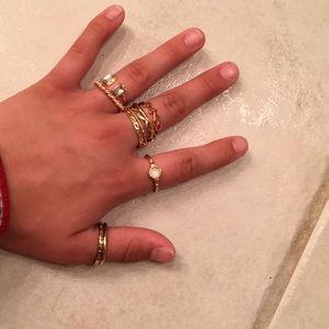Set of silver & gold rings